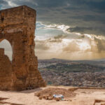 Remains of the ancient Merinid tombs on a near downtown Fes, Morocco